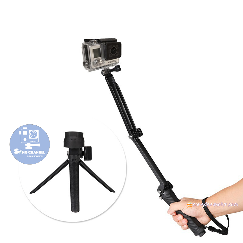 Gậy 3 Khúc Selfie Gopro - 3 Way Action Camera -