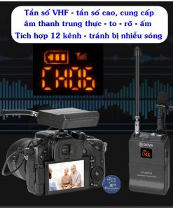 Micro BOYA BY-WFM12 dùng tần số cao VHF và có 12 kênh