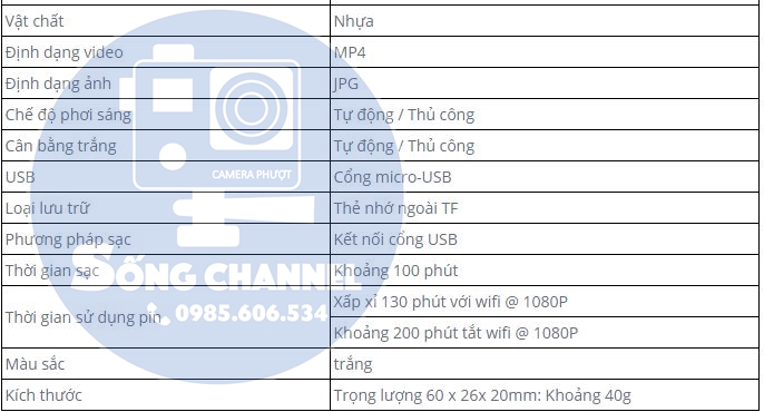 thông số kỹ thuật sjcam c100