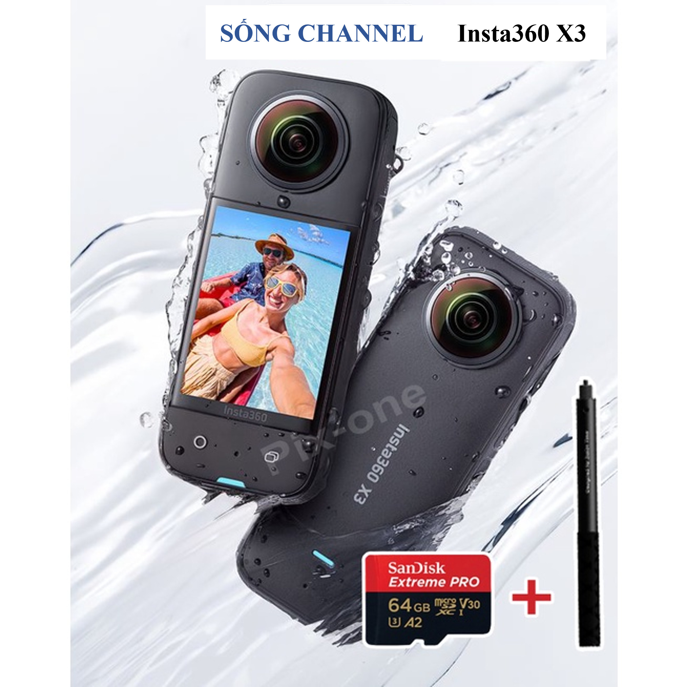 Insta360 X3 TẶNG KÈM 01 thẻ nhớ 64gb u3 và 01 gậy