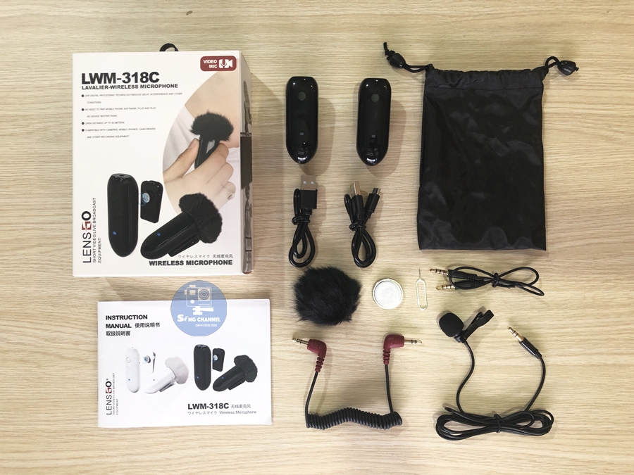 Micro Lensgo 318C cùng bộ phụ kiện kèm theo