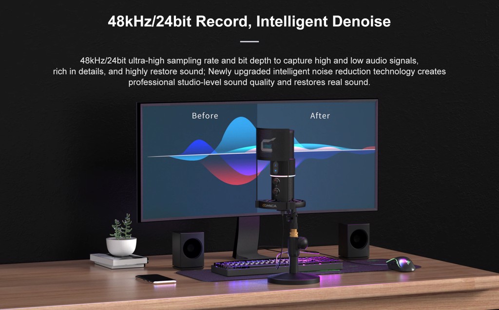 Mic Thu Âm USB Cardioid RGB Comica STA U2D